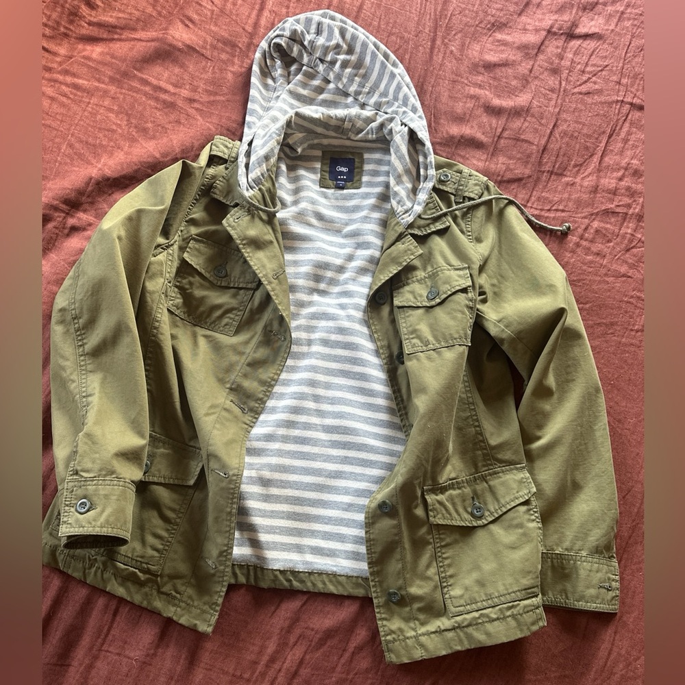 GAP Vintage Y2K Hooded Military Jacket Army Green | Women’s M